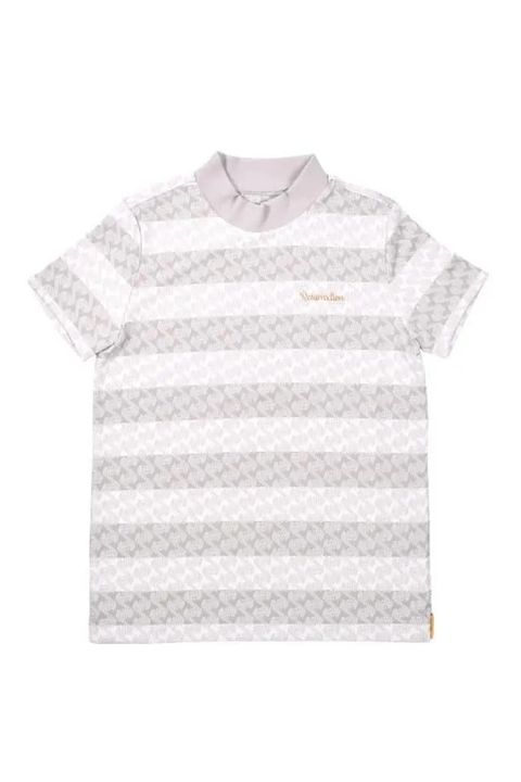 【26SS】【レディース】 GM STRIPE JACQUARD MOCK NECK / ストライプジャガード モックネックTシャツ (グレー)*