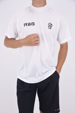 LONG FIT S/S MOCKNECK / RSGロゴ ハイネック ショートスリーブ モックネック Tシャツ (ホワイト)