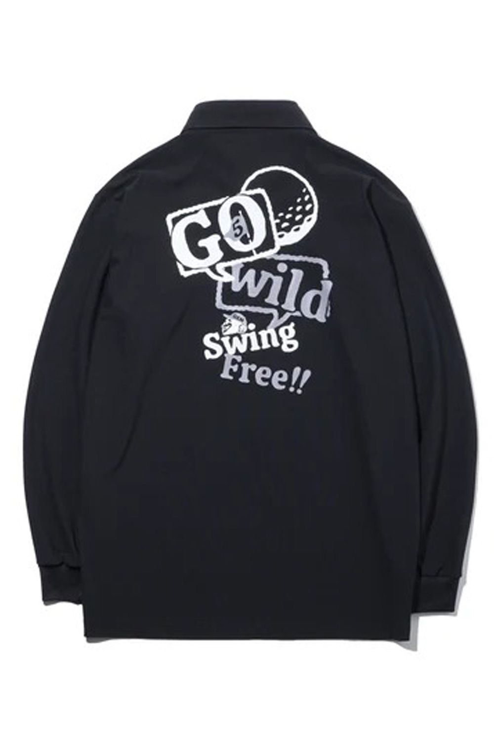 【26AW】 STRETCH KANOKO LONG SLEEVE POLO / ハイゲージカノコ素材 バックプリント 長袖ポロシャツ (ブラック)