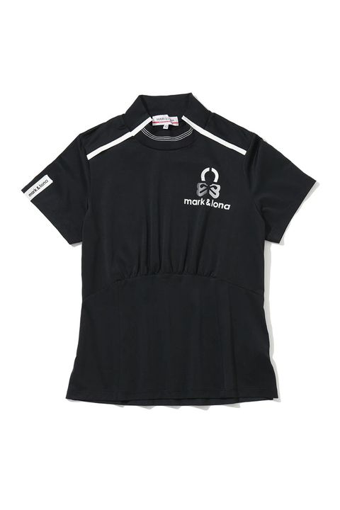 【26SS】【レディース】 ELMT SCULPTED MOCK TEE / 配色ライン ウエストギャザー 半袖モックネックTシャツ (ブラック)