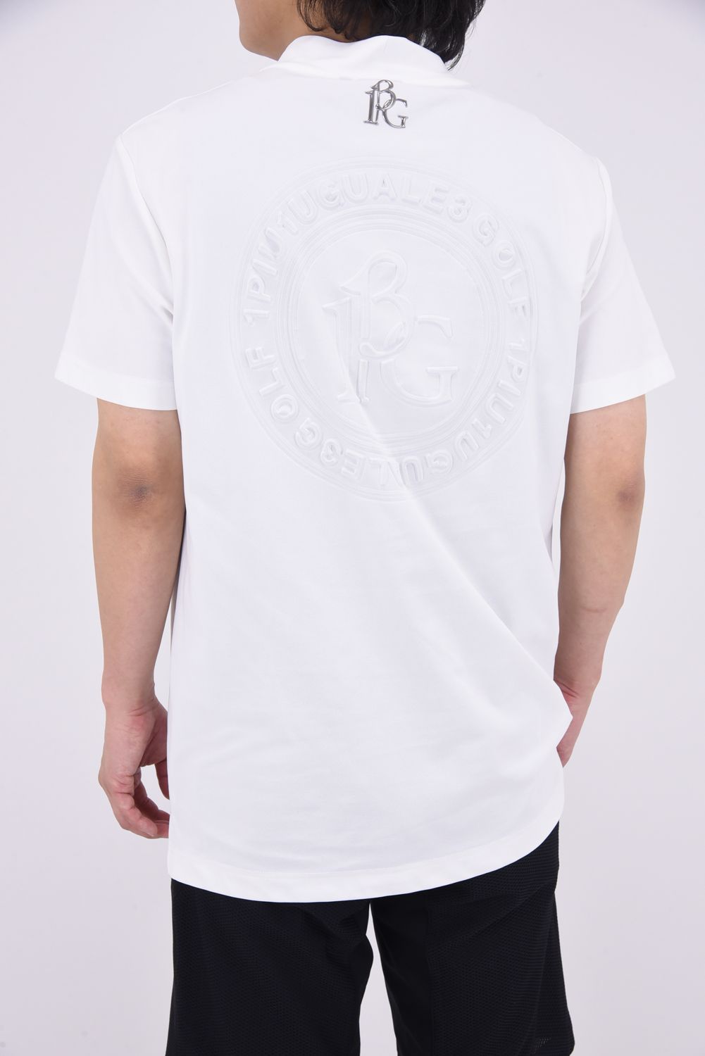 【25SS】 113 GOLF S/S MOCK NECK EMBOSS  / サークルロゴ エンボス モックネックシャツ  (ホワイト)