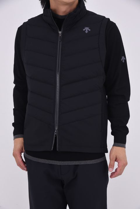 【25AW】 接結ハイブリッドフルジップダウンベスト (ブラック)