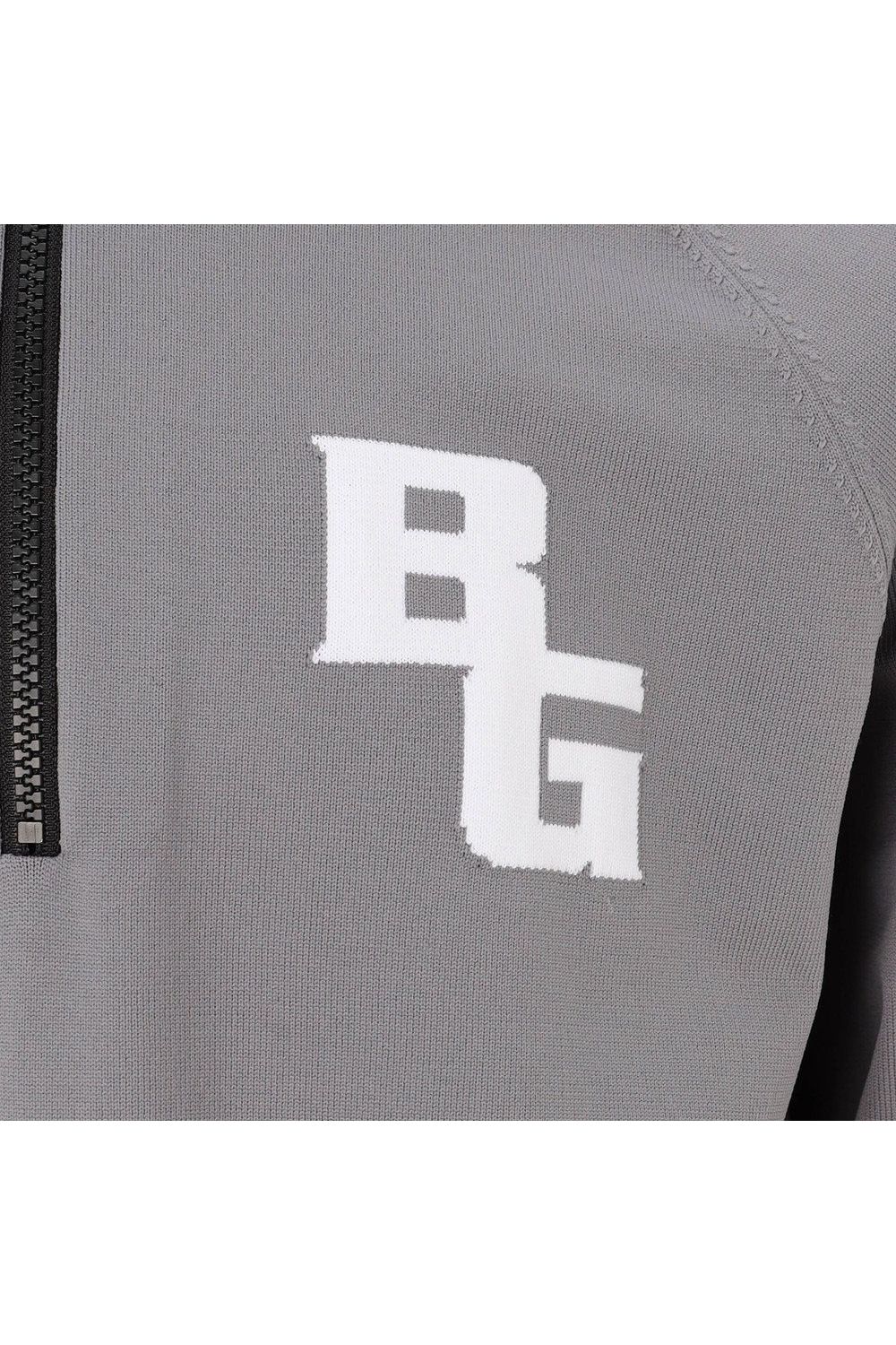 【26AW】 MEN’S PLANE KNIT HALFZIP / BGロゴ ハーフジップニット (グレー)