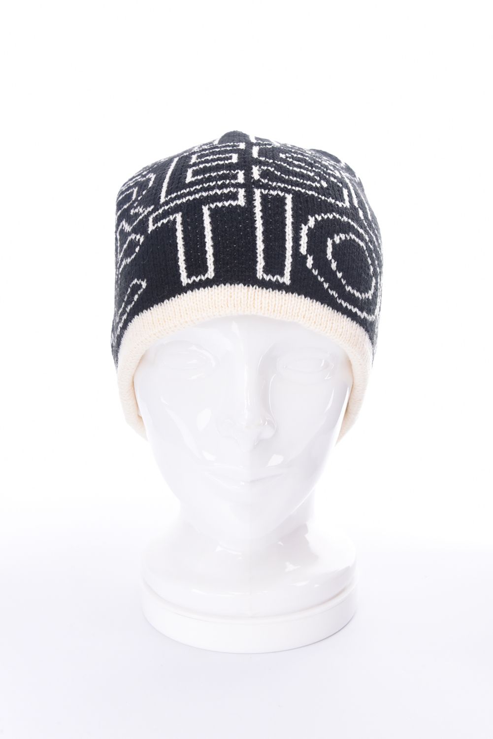 LOGO MONOGRAM KNIT CAP / ロゴモノグラム ビーニー ニットキャップ (ブラック×オフホワイト)