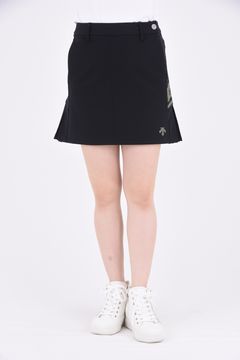 【レディース】 アイコンロゴ ツイル裏起毛 インナーパンツ付き プリーツスカート (ブラック)