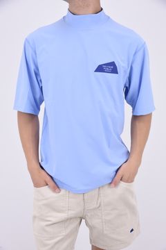 SURF Mockneck S/S (EXELLENCE) / バックロゴ 半袖モックネックTシャツ (サックス)