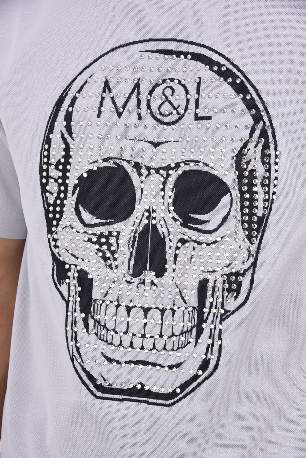 【26SS】 LOVE OF GOD SPECTRUM PERFORMANCE MOCK / ジャパンメイド スカルジャカード スワロフスキー モックネックTシャツ (ホワイト)