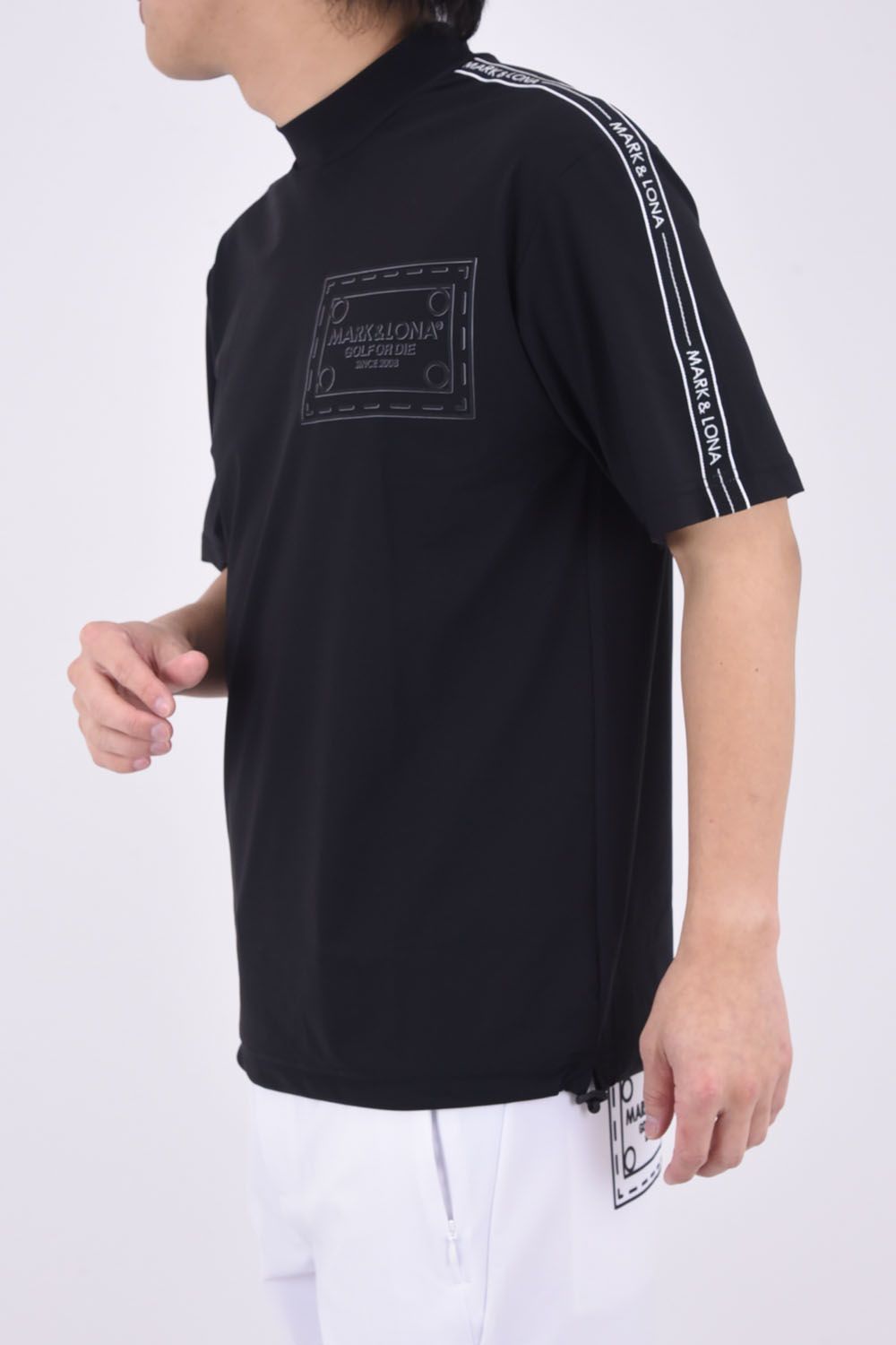 HERALD®️-FIT TEE / グログラン風テープ オーバーサイズ モックネック Tシャツ (ブラック)