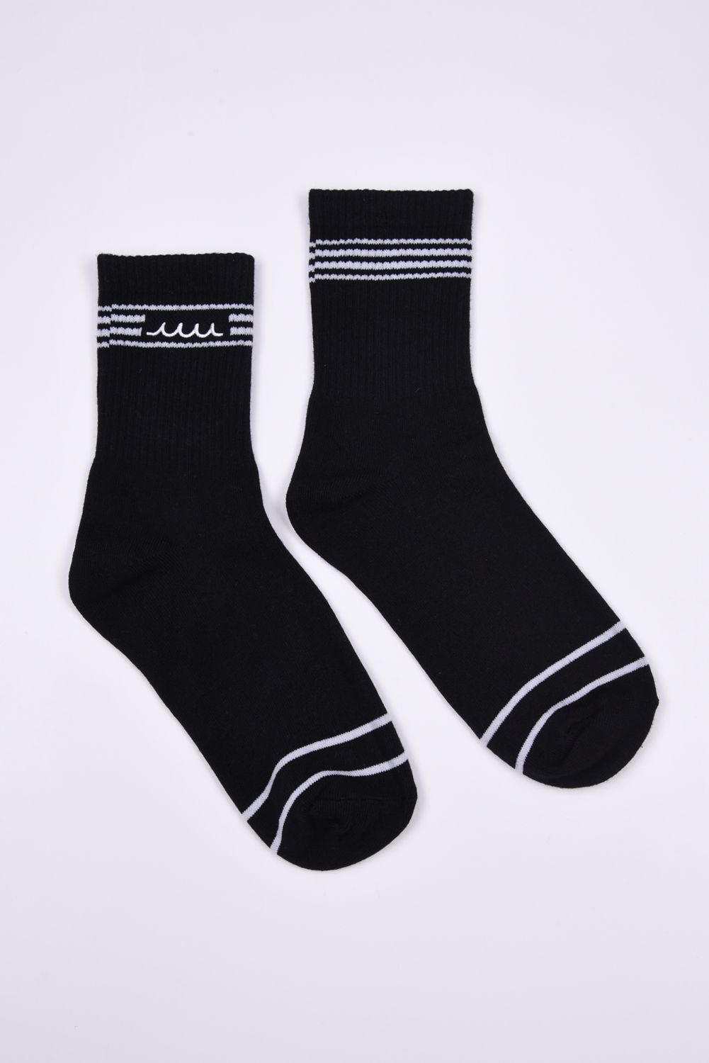 【26AW】【プレゼント好適品】 3PACK CREW SOCKS / 3枚セット ブランドロゴ クルーソックス (ホワイト/ブラック)