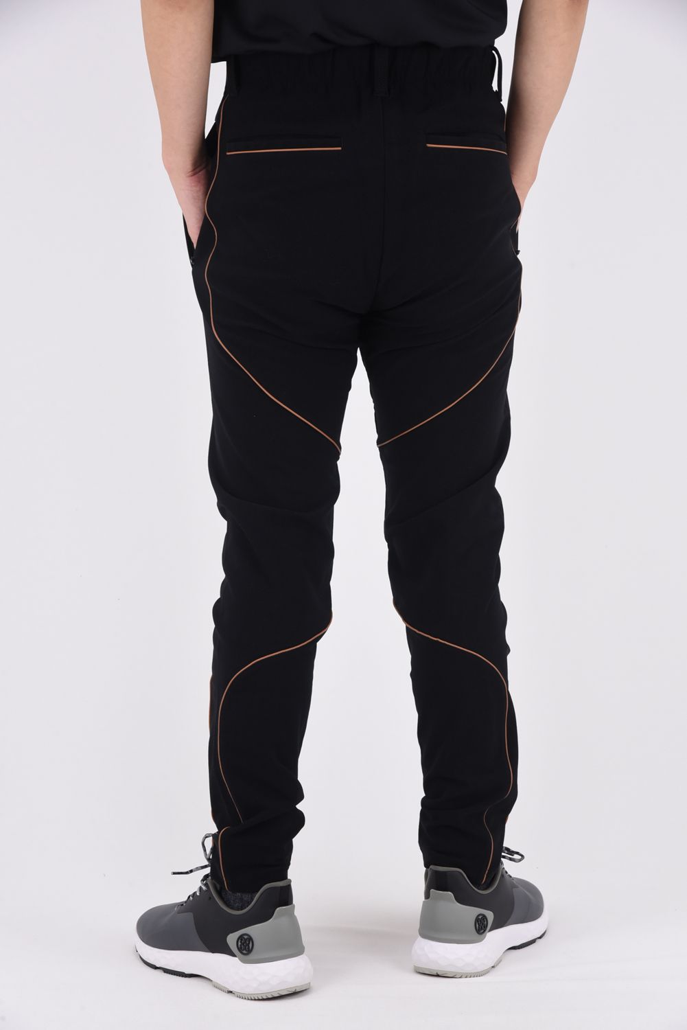 ZOOM STRETCH PERFONAMCE PANTS / 高機能フリース素材 ブランドロゴ刺繍 パイピング ウォームパンツ (ブラック)
