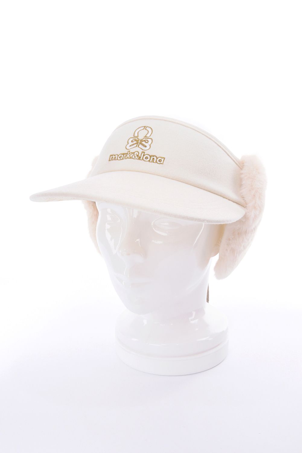 【26AW】【レディース】 FLEUR FUR RIBBON VISOR / 3Dロゴ刺繍 イヤーマフ付き 2WAYリボンサンバイザー (ホワイト)