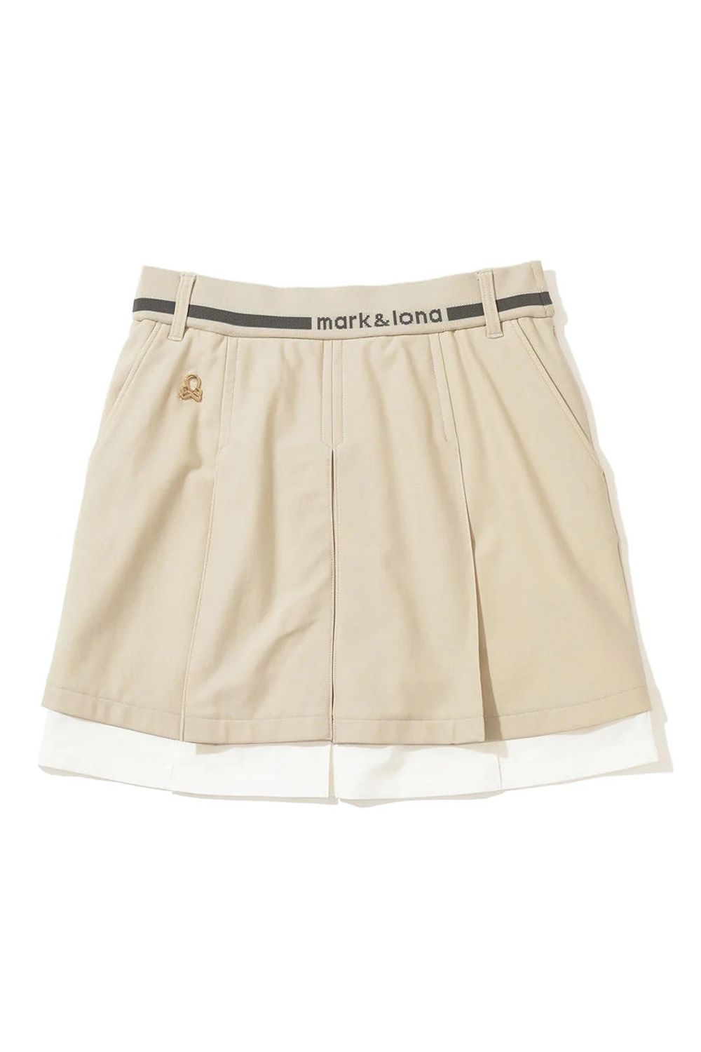 【2025AW】【レディース】 CORNEL LAYERD PLEATED SKIRT / ブランドロゴジャカードリブ レイヤードプリーツスカート (オフホワイト)