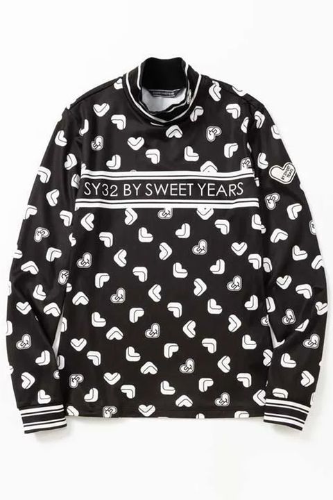 【25AW】【レディース】 SWEET LOGO PRINTED L/S MOCK / ハートロゴモノグラム ロングスリーブ フリースモックネックシャツ (ブラック)*