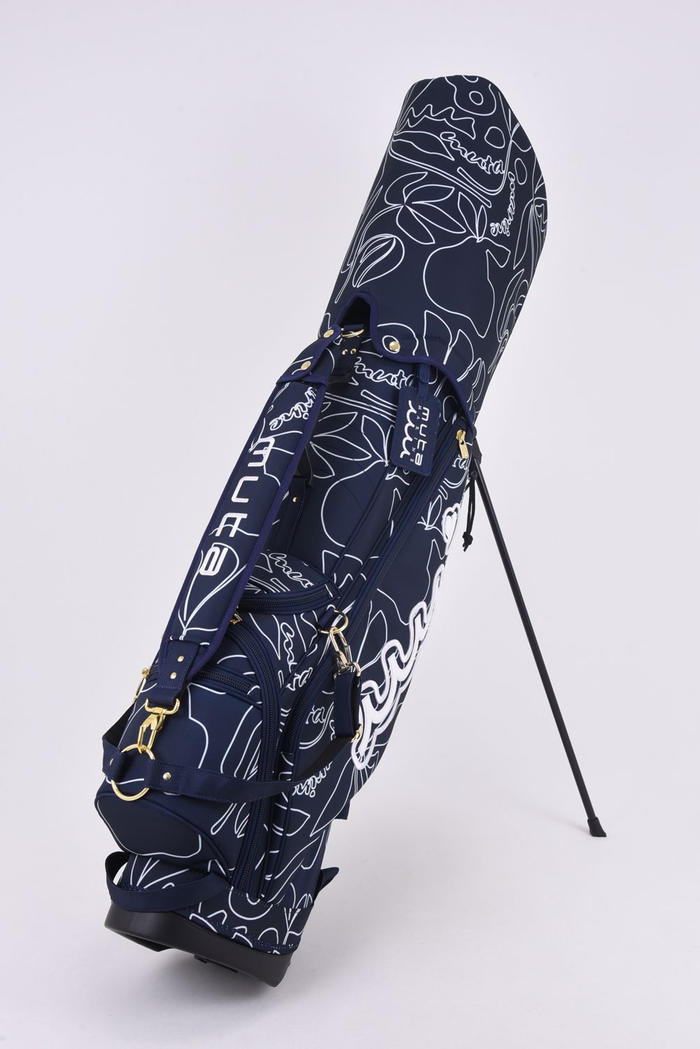 【銀行振込・代金引換不可】【返品・交換不可】 CADDY BAG & COVER / ボタニカル柄 キャディバッグ&ヘッドカバーセット (ネイビー)