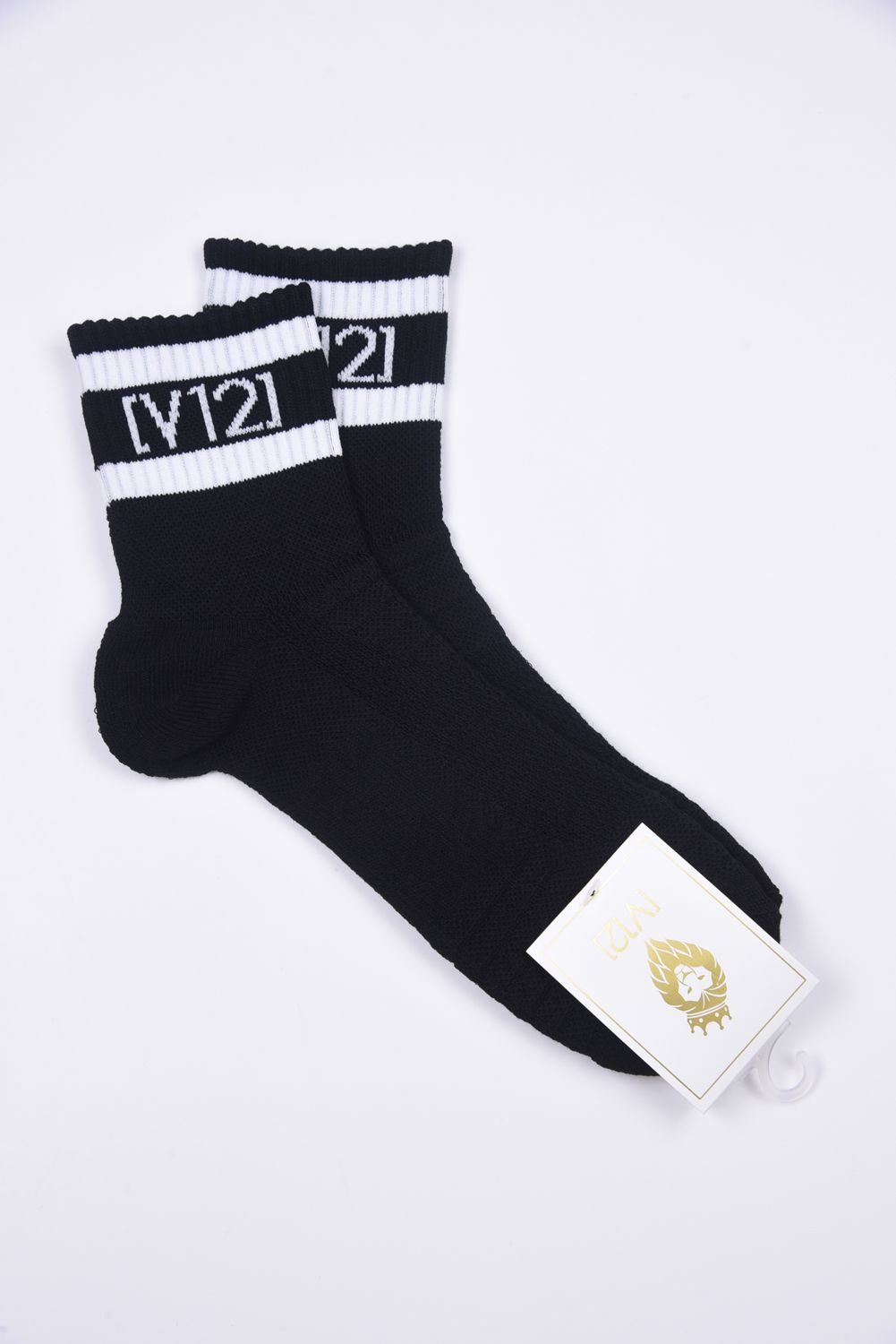 【26SS】 VT LINE MID SOCKS / ブランドロゴジャカード ライン ミドルソックス (ブラック)