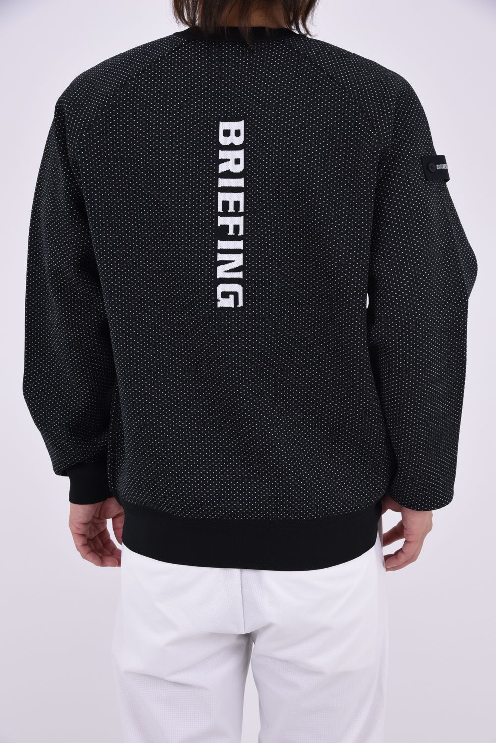 【26AW】 MEN’S BIRDS EYE KNIT CREWNECK / バーズアイパターン ブランドロゴ クルーネックニット (ブラック)