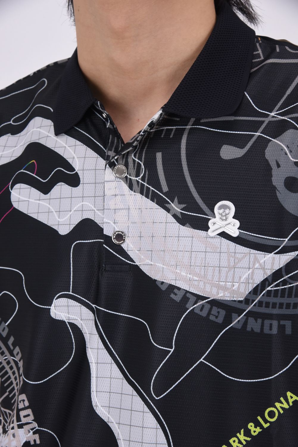 【26SS】 AXON CAMO MESH PERFORMANCE POLO / メッシュ素材 カモフラージュプリント ポロシャツ (ブラック)