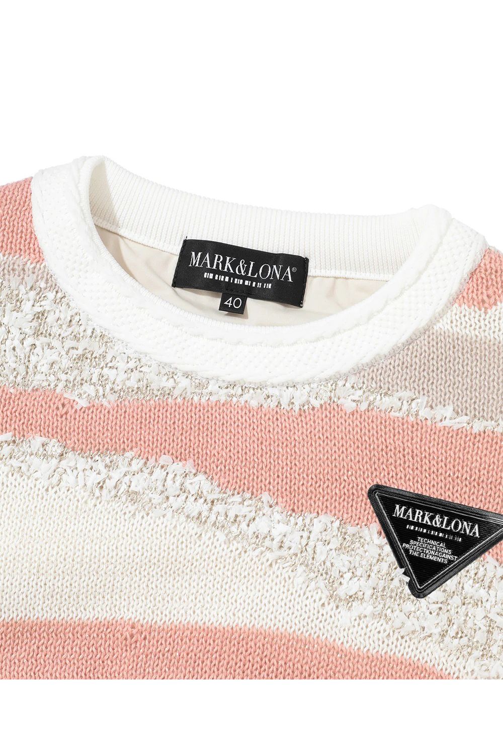 【25AW】【CODE COLLECTION】【レディース】 SDCK / サンドアート調ボーダー クルーネック ニットプルオーバー (ピンクベージュ)