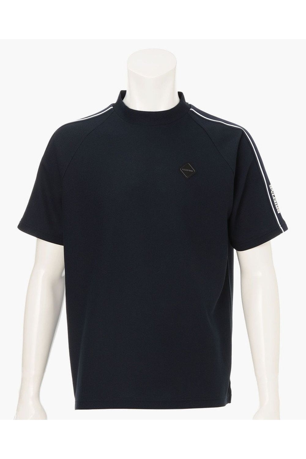 【26SS】 MEN'S LINE HIGHNECK RF / カノコ生地 ラインロゴテープ リラックスフィット モックネックTシャツ (ネイビー)