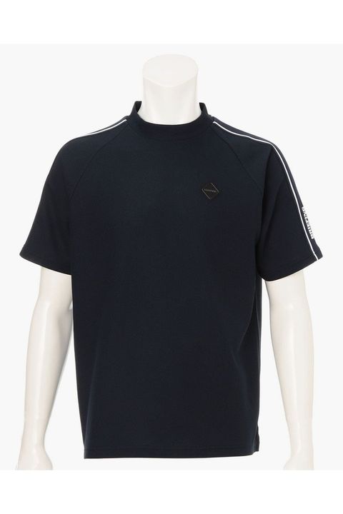【26SS】 MEN'S LINE HIGHNECK RF / カノコ生地 ラインロゴテープ リラックスフィット モックネックTシャツ (ネイビー)