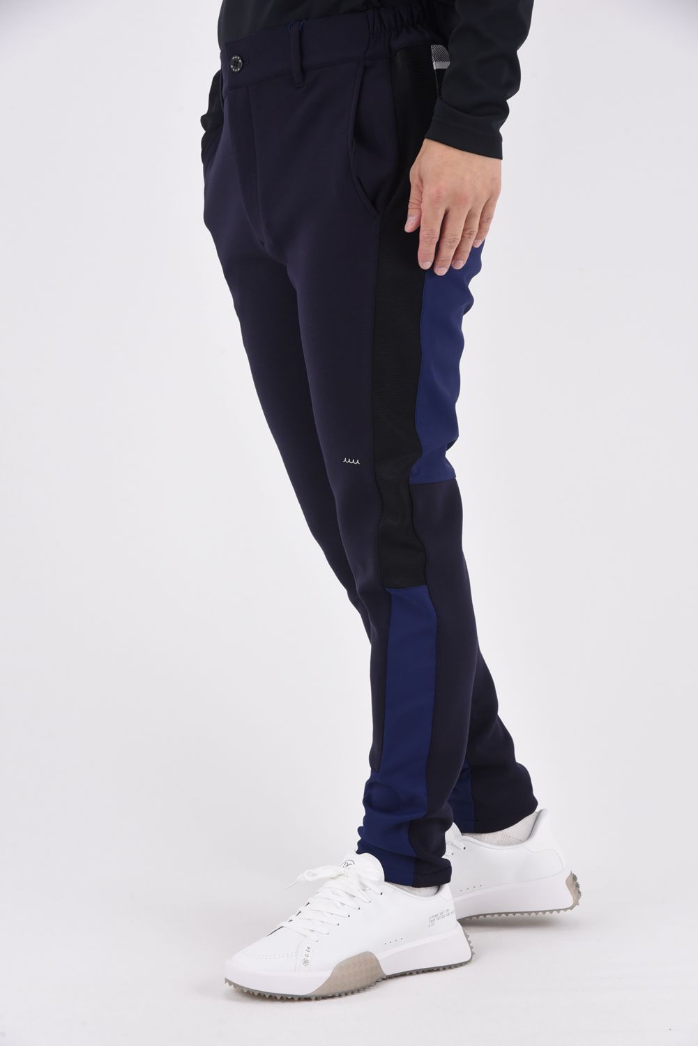 【期間限定ポイント50倍】BACK RIB COMBINATION PANTS / ダンボール素材 バックリブ サイドライン ロングパンツ (ネイビー)