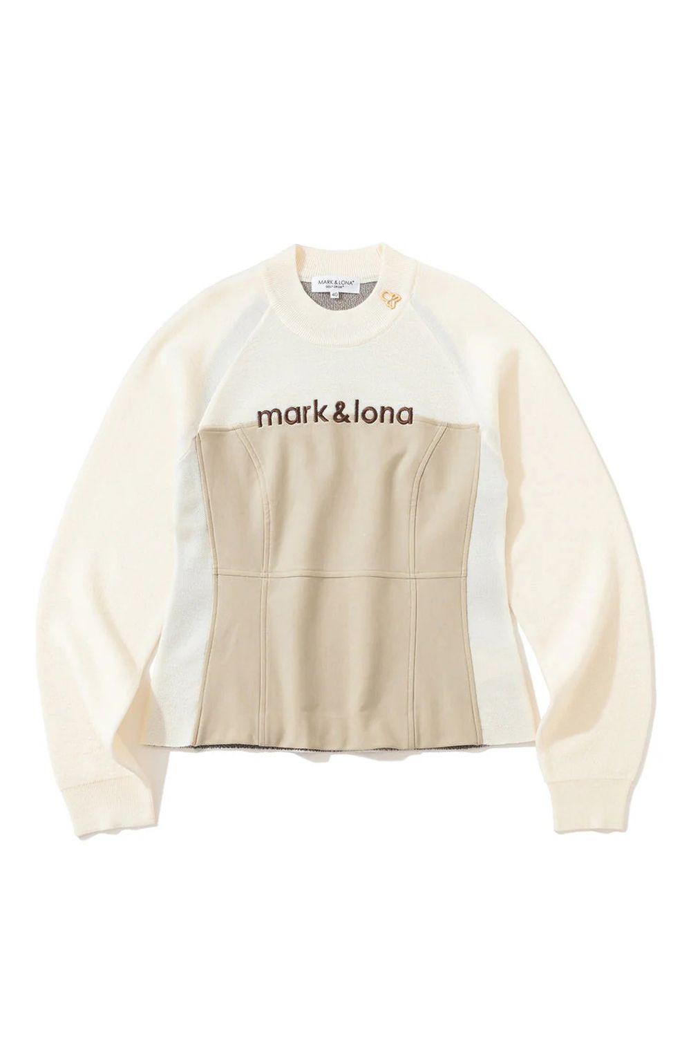 【2025AW】【レディース】 CORNEL CONTOUR FIT COMBO PULLOVER / メリノウール ブランドロゴ刺繍 クルーネックニット (オフホワイト)