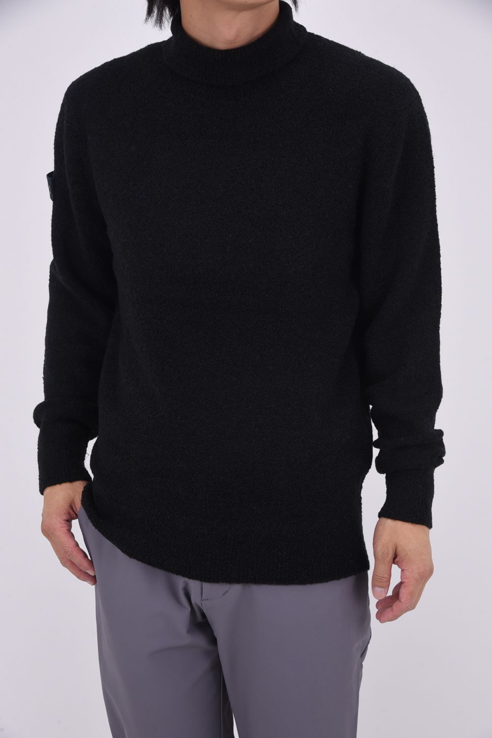 【25AW】MEN'S MS BOUCLE YARN TURTLENECK KNIT / ブークレヤーン タートルネックニット (ブラック)