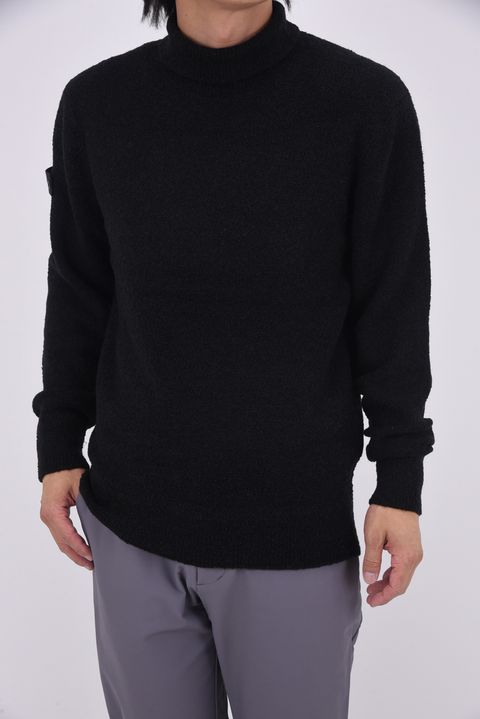 【25AW】MEN'S MS BOUCLE YARN TURTLENECK KNIT / ブークレヤーン タートルネックニット (ブラック)