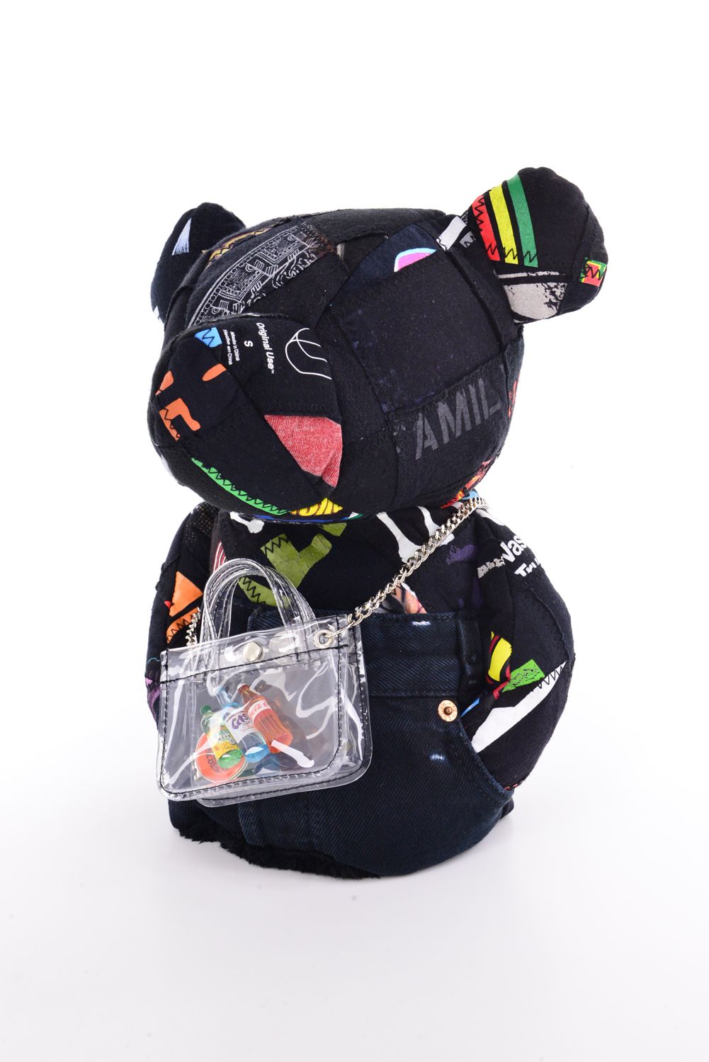 【2026 TOUMEI SERIES】 ZZ26-BA02 / Tシャツリメイク パッチワーク ベアーモチーフ ドライバーカバー (マーカー付き) (ブラック)
