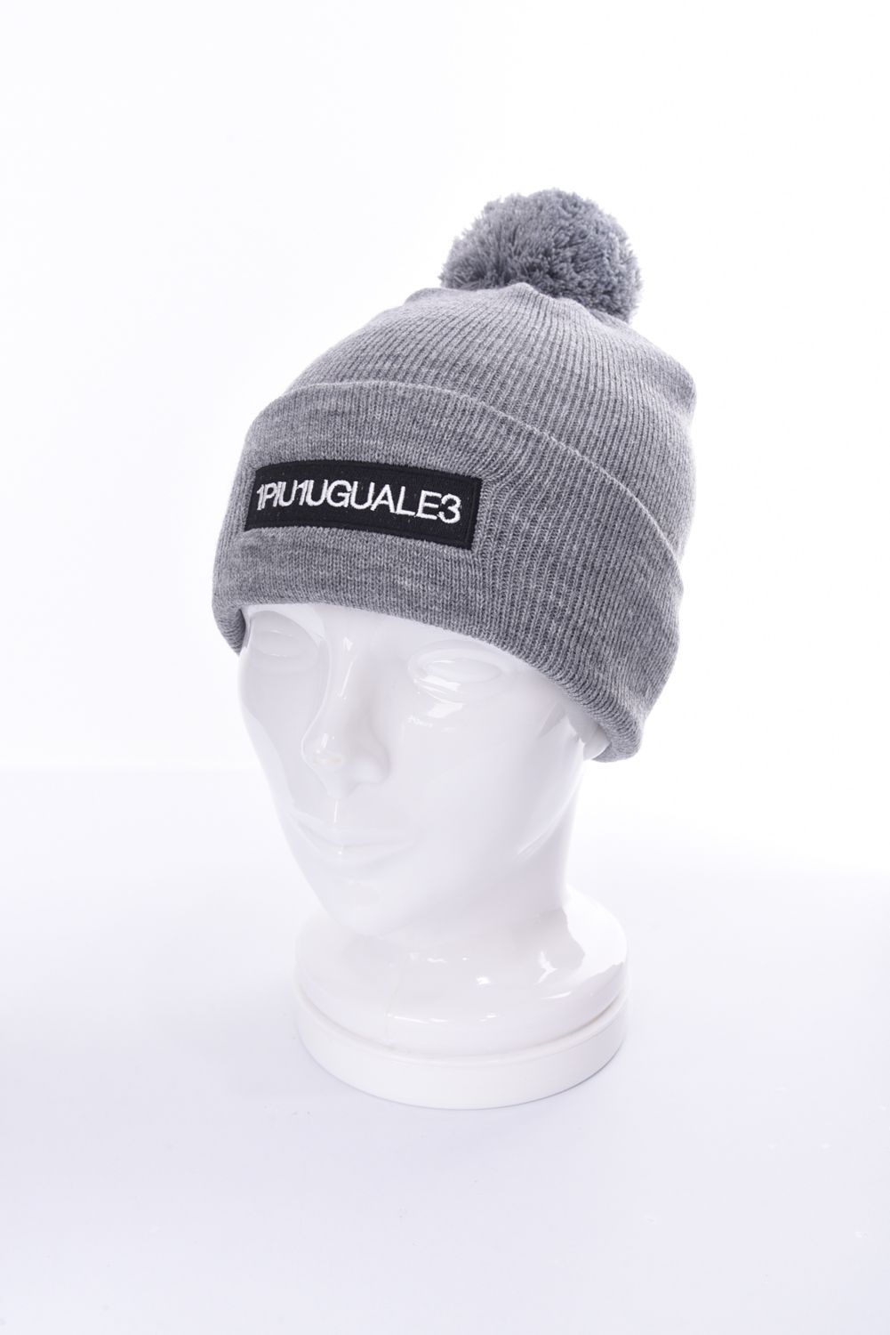 POM POM BEANIE FLEX / 113Gロゴ刺繍 ニットビーニー (グレー)