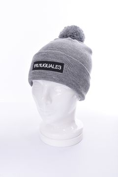 POM POM BEANIE FLEX / 113Gロゴ刺繍 ニットビーニー (グレー)
