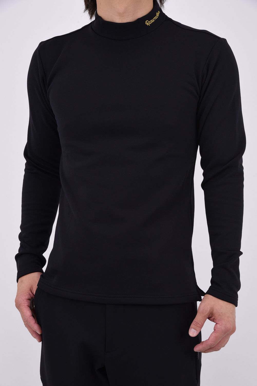 【26AW】 WARM INNER MOCK NECK / 裏起毛 ブランドロゴ刺繍 モックネックシャツ (ブラック)*
