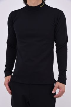 【26AW】 WARM INNER MOCK NECK / 裏起毛 ブランドロゴ刺繍 モックネックシャツ (ブラック)*
