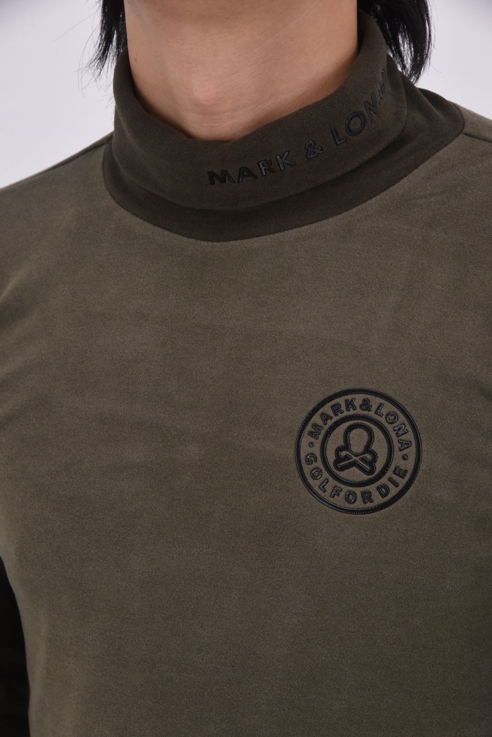 【2025AW】 IC●N MOCK NECK LAYER / フリース素材 サークルスカル ロングスリーブ モックネックTシャツ (カーキ)