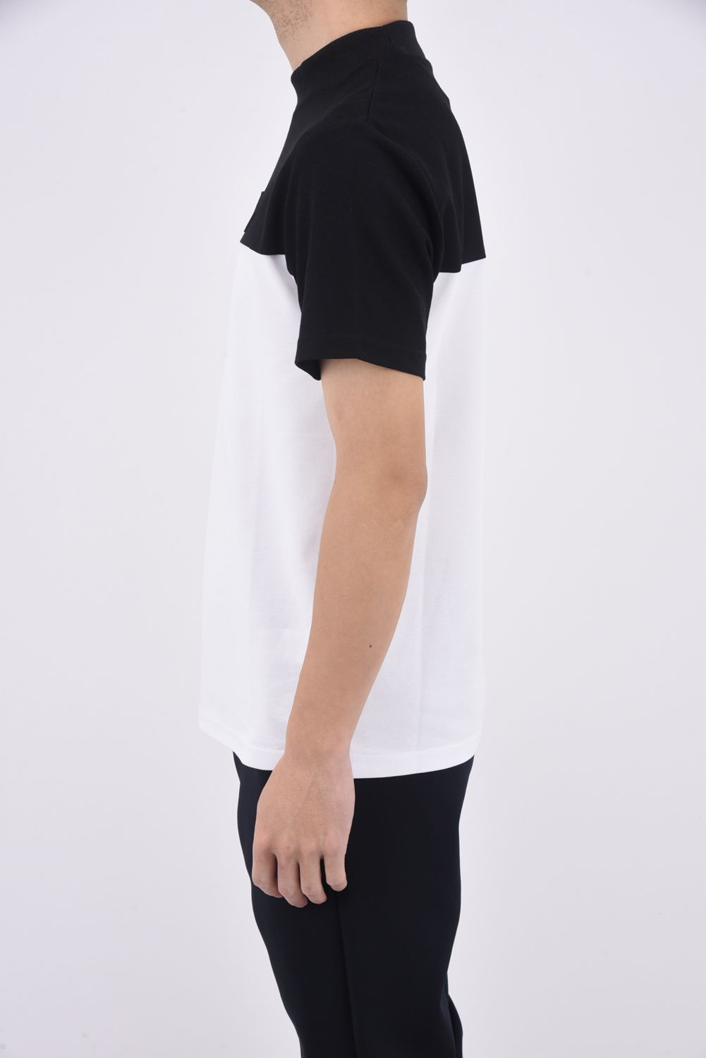 2TONE MOCK / カノコ素材 バイカラー モックネックTシャツ (ブラック)