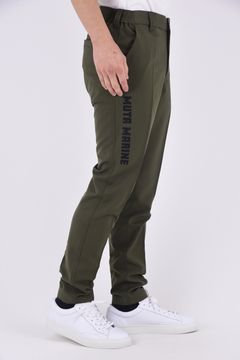 STRETCH SLACKS / サイドロゴ 2WAYストレッチ スラックスパンツ (カーキ)