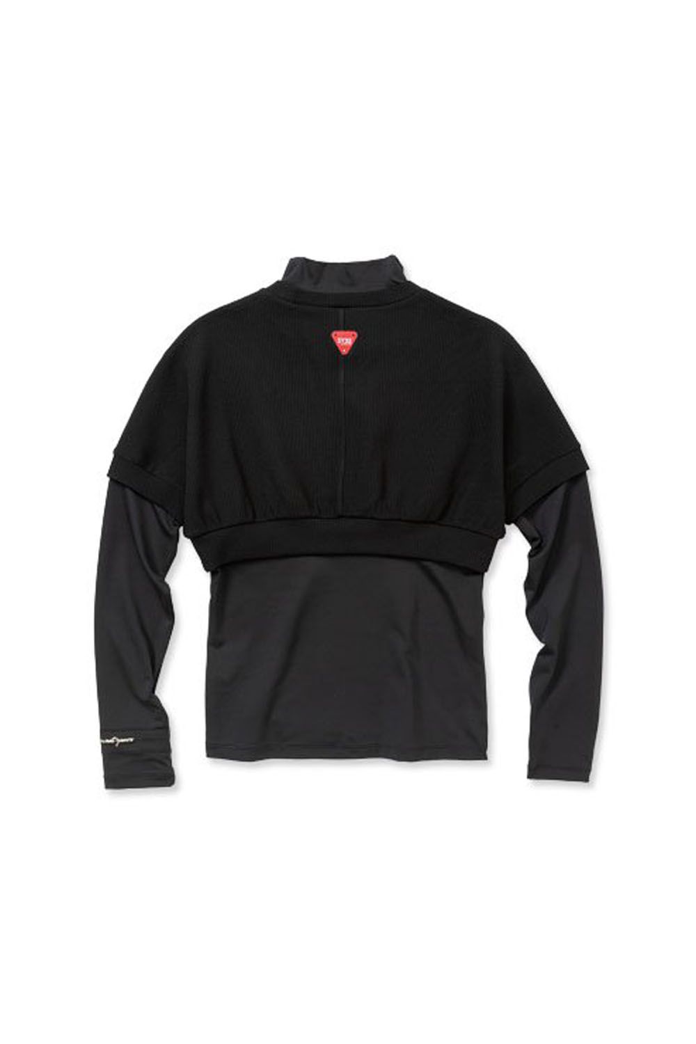 【レディース】 FAKE LAYERED MOCK NECK SHIRTS / フェイクレイヤードデザイン ロングスリーブ モックネックTシャツ ブラック*