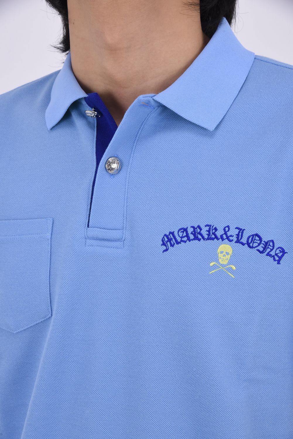 【26SS】 BONES PIQUE POLO / カノコ素材 ジャパンメイド BONEプリント ポロシャツ (サックス)