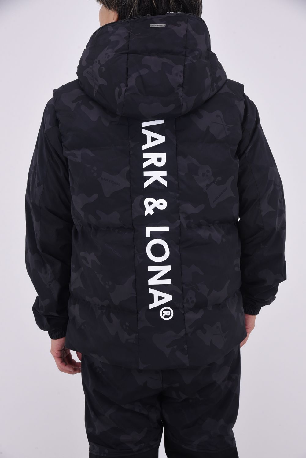 【25AW】 ACD CAMO GOOSE DOWN VEST / オリジナルカモジャカード フーデッドダウンベスト (ブラック)
