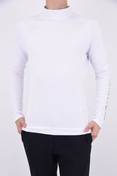 UNDER SHIRTS / ブランドロゴ モックネック Tシャツ (ホワイト)