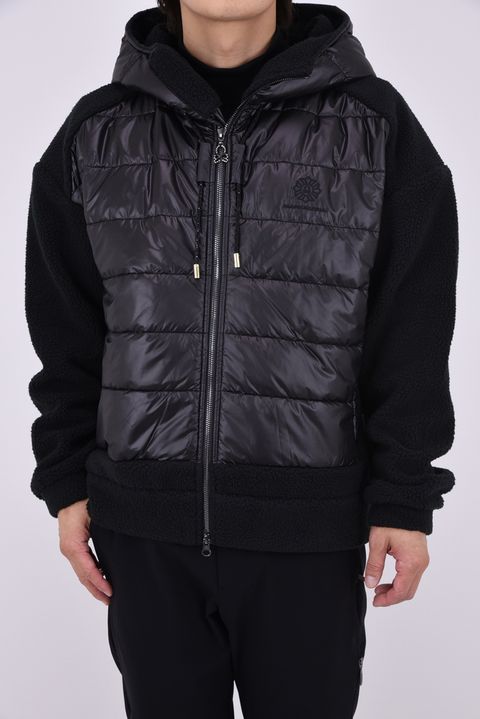 【26AW】 OBLIVION HYBRID PADDING JACKET / クレストスカルバックロゴ ハイブリッド 中綿フーデッドジャケット (ブラック)