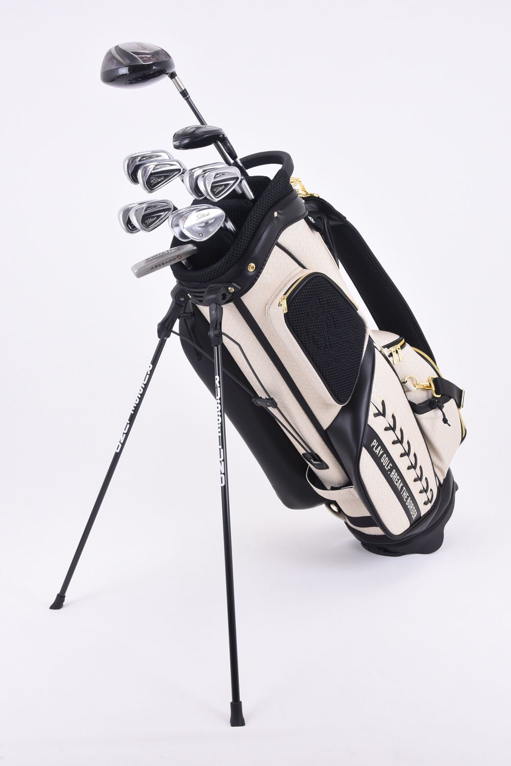 【銀行振込・代金引換不可】【返品・交換不可】 LACE UP GOLF BAG / ネットエンボス PUレザー スタンドキャディーバッグ ベージュ*