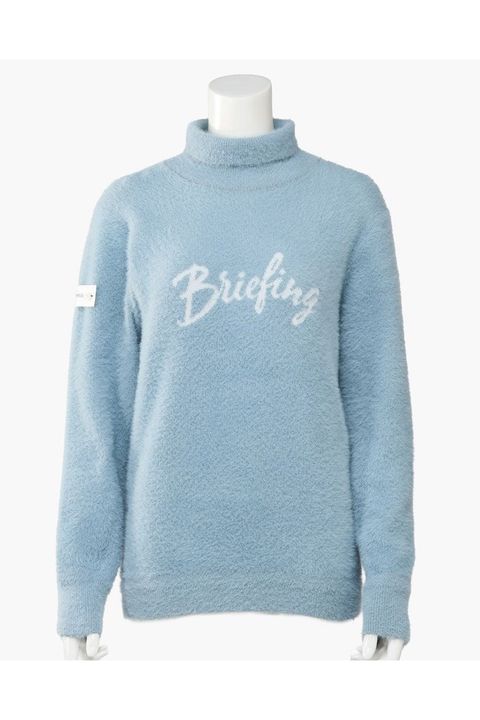 【26AW】【レディース】 WOMEN’S SHAGGY KNIT TURTLENECK / ブランドロゴ タートルネック シャギーニット (サックス)