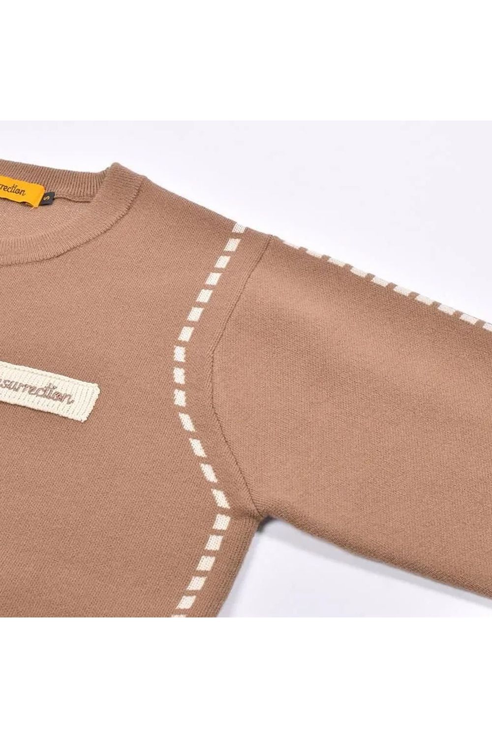 【26AW】【レディース】 STITCHING LINE KNIT / ステッチングライン クルーネックニット (ブラウン)*