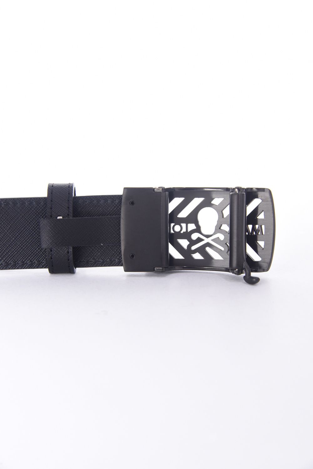 HOLLOW SKULL ADJUST LEATHER BELT / ブランクスカルバックル 無段階調整レザーベルト (ブラック)