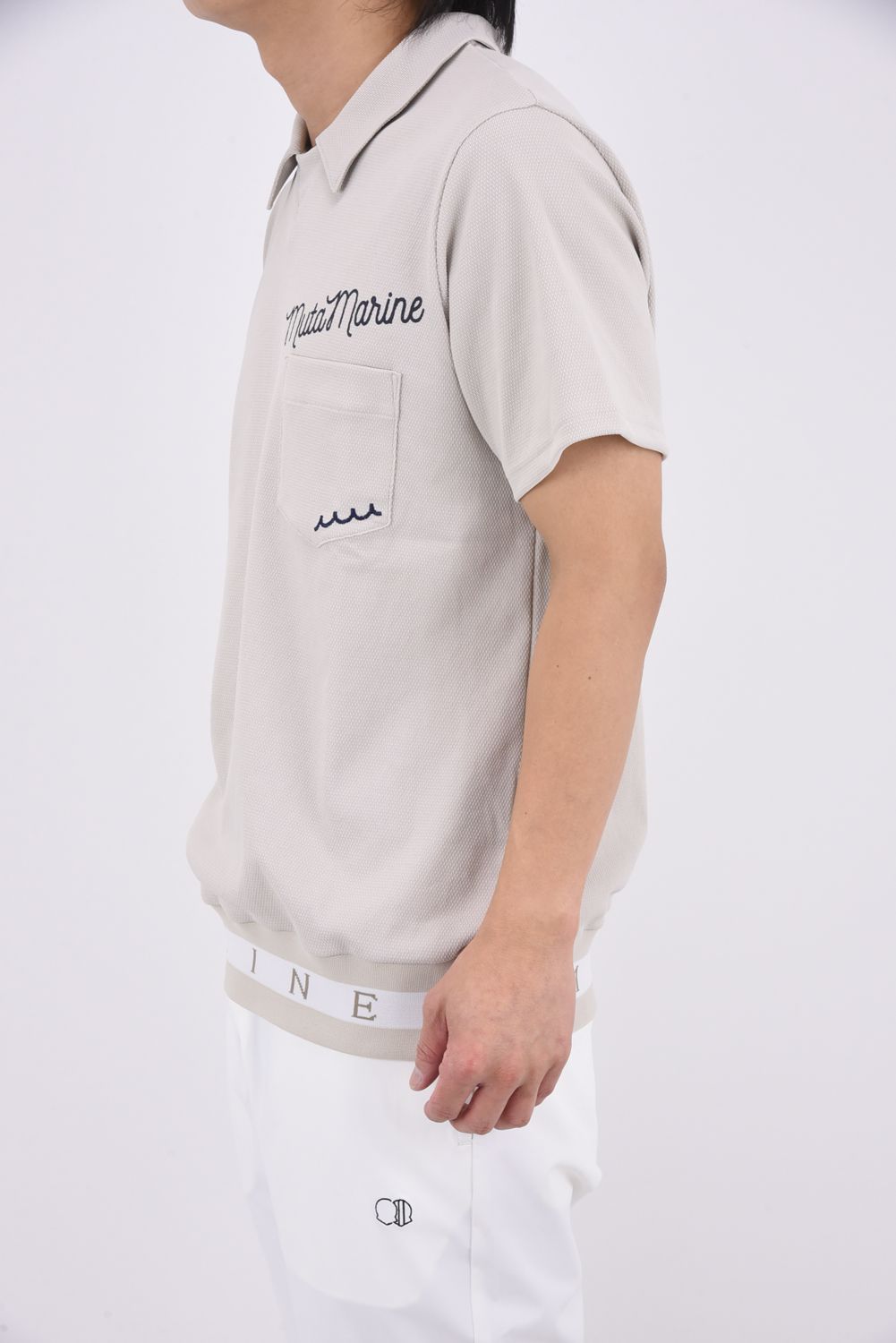 【26SS】 POPCORN KNIT HEM RIB PULL POLO / ポップコーンニット ヘムリブ ポロシャツ (グレー)