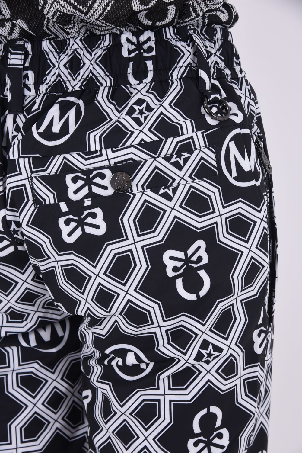 【26SS】 DOMINANT FLEX SHORTS / ジオメトリックパターン総柄 ドライタッチ ショートパンツ (ブラック)