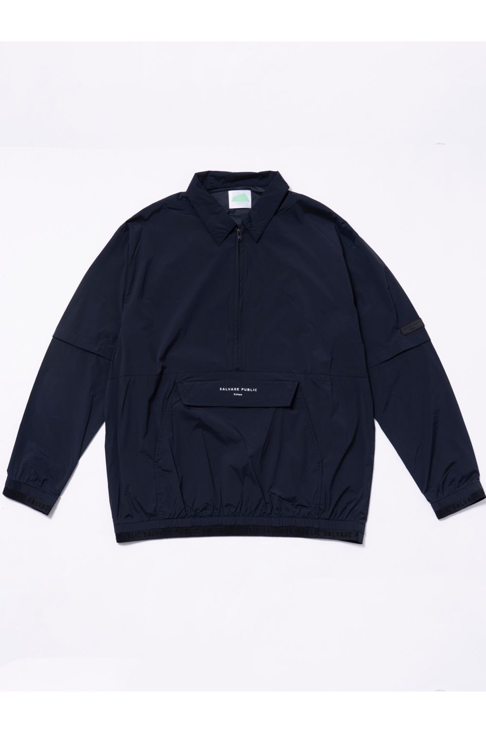 【26AW】 Huli Half-Zip Jacket / ハーフジップ カンガルーポケット 2WAYパッカブルジャケット (ブラック) (8月入荷予定）