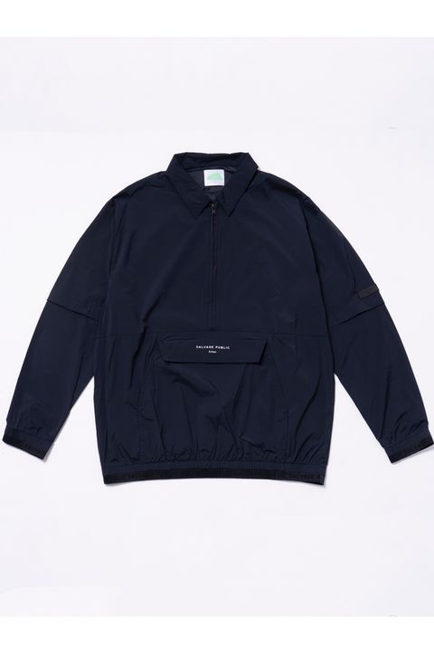 【26AW】 Huli Half-Zip Jacket / ハーフジップ カンガルーポケット 2WAYパッカブルジャケット (ブラック) (8月入荷予定）
