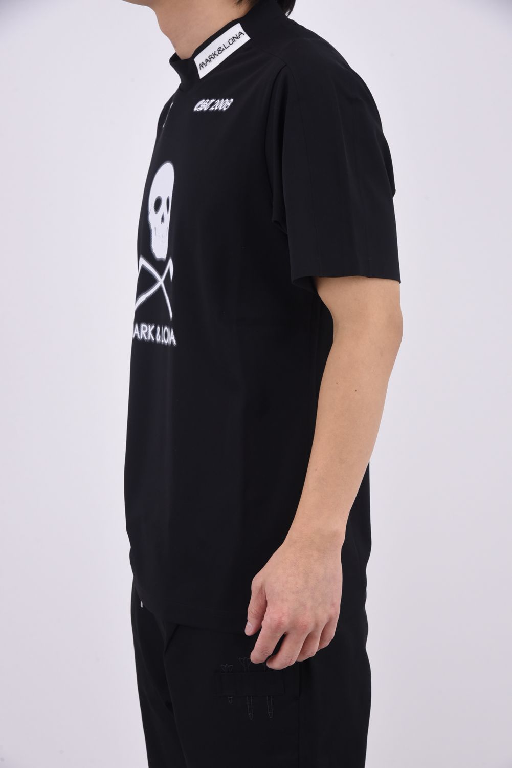 【26SS】 ICON SKULL STRETCH NYLON PIQUÉ MOCK / ナイロンカノコ アイアンスカルプリント モックネックTシャツ (ブラック)